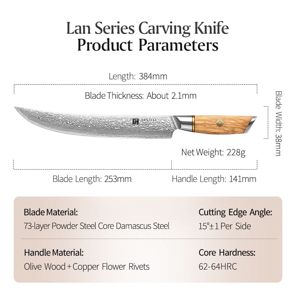 XINZUO Lan Series 73 Layers Damascus Powder Steel 10 inch Carving Knife