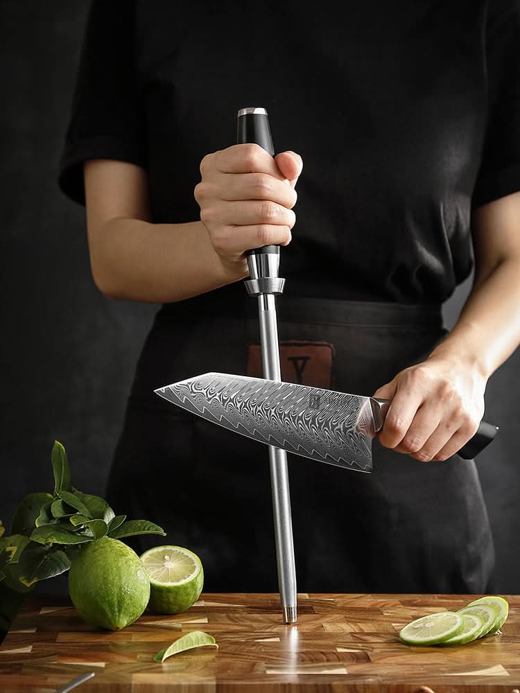 XINZUO New Design Diamond Sharpener Rod High Carbon Steel Carbon Steel With Diamond With Black G10 Handle Feng Series