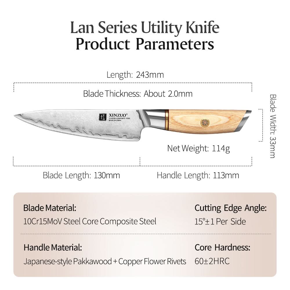 XINZUO Lan Series 3-layer Composite Steel 5 inches Utility Knife