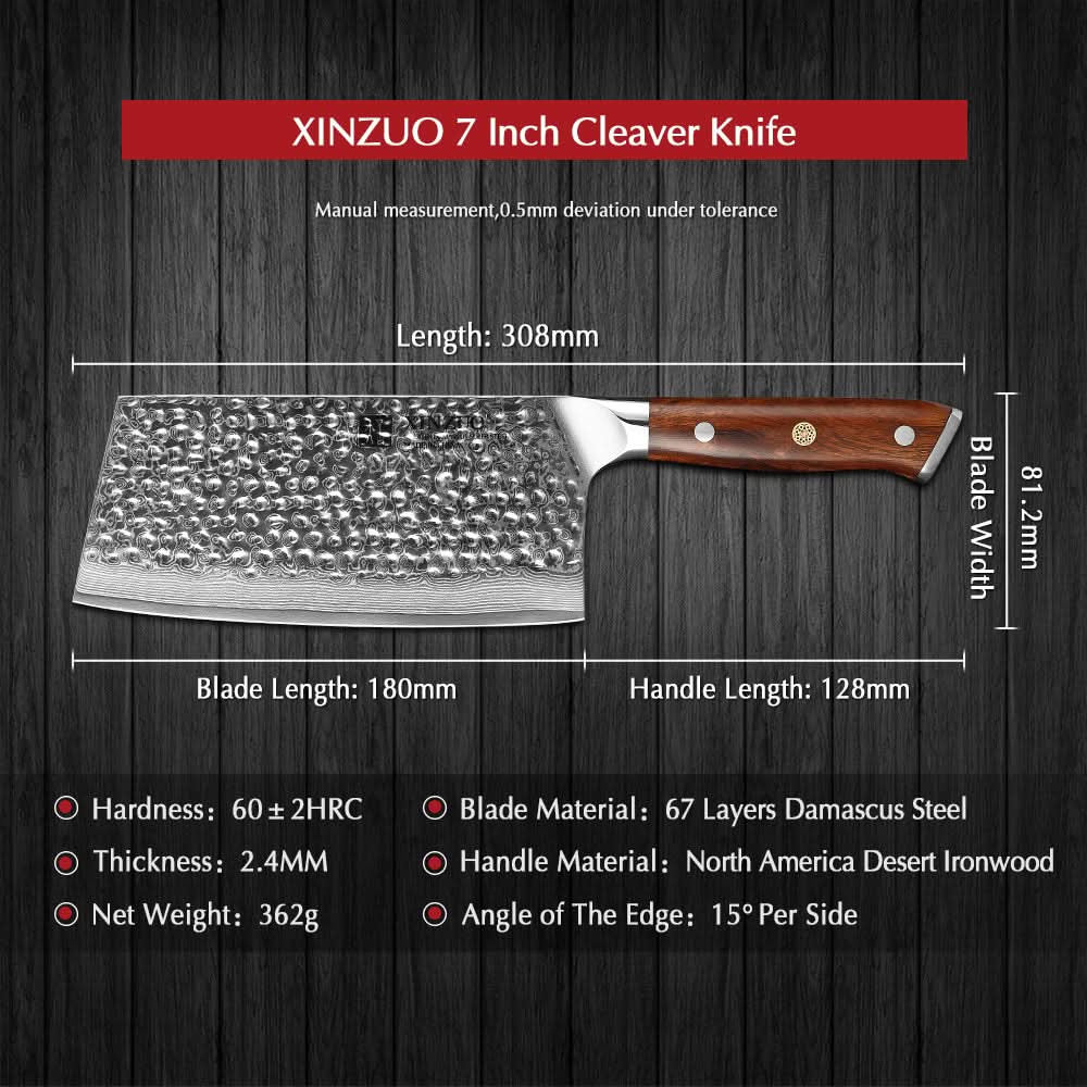 XINZUO YU STRIA HAMMER DAMASCUS 7'' in Cleaver Knife