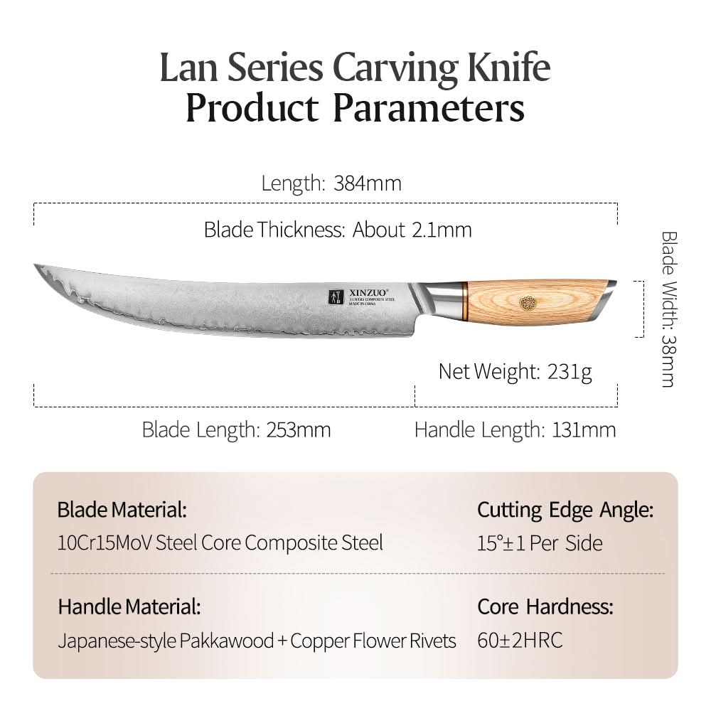 XINZUO Lan Series 3-layer Composite Steel 10 inches Carving Knife