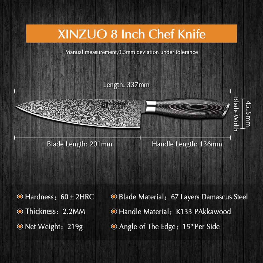 XINZUO 8 Inch 67 Layers Damascus Steel Kitchen Knife/Chef Knife-Ya Series