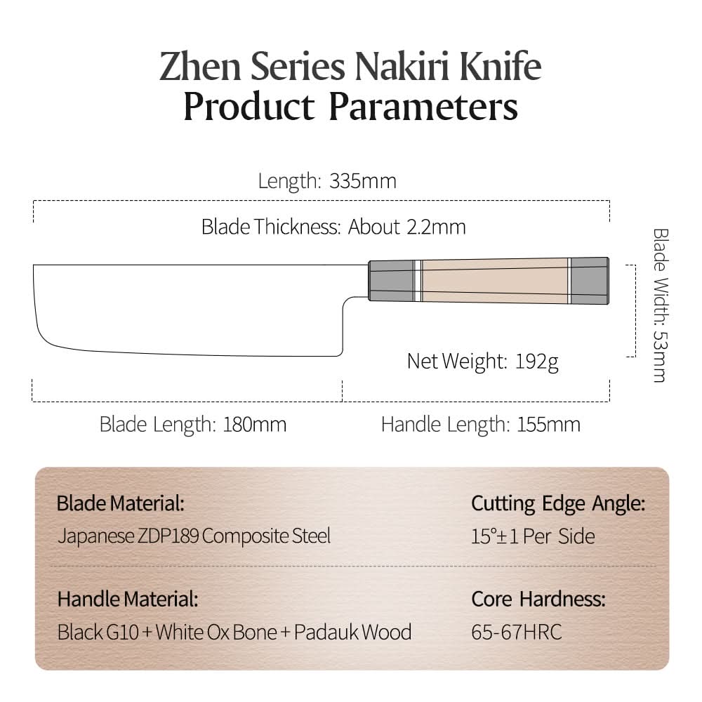 XINZUO Zhen F5 Series Japanese ZDP-189 Composite Steel Nakiri Knife