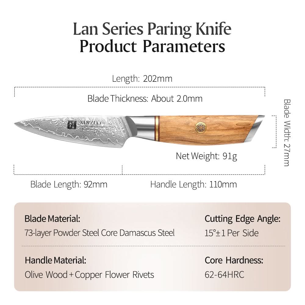 XINZUO Lan Series 73 Layers Damascus Powder Steel 3.5 inchs Paring Knife
