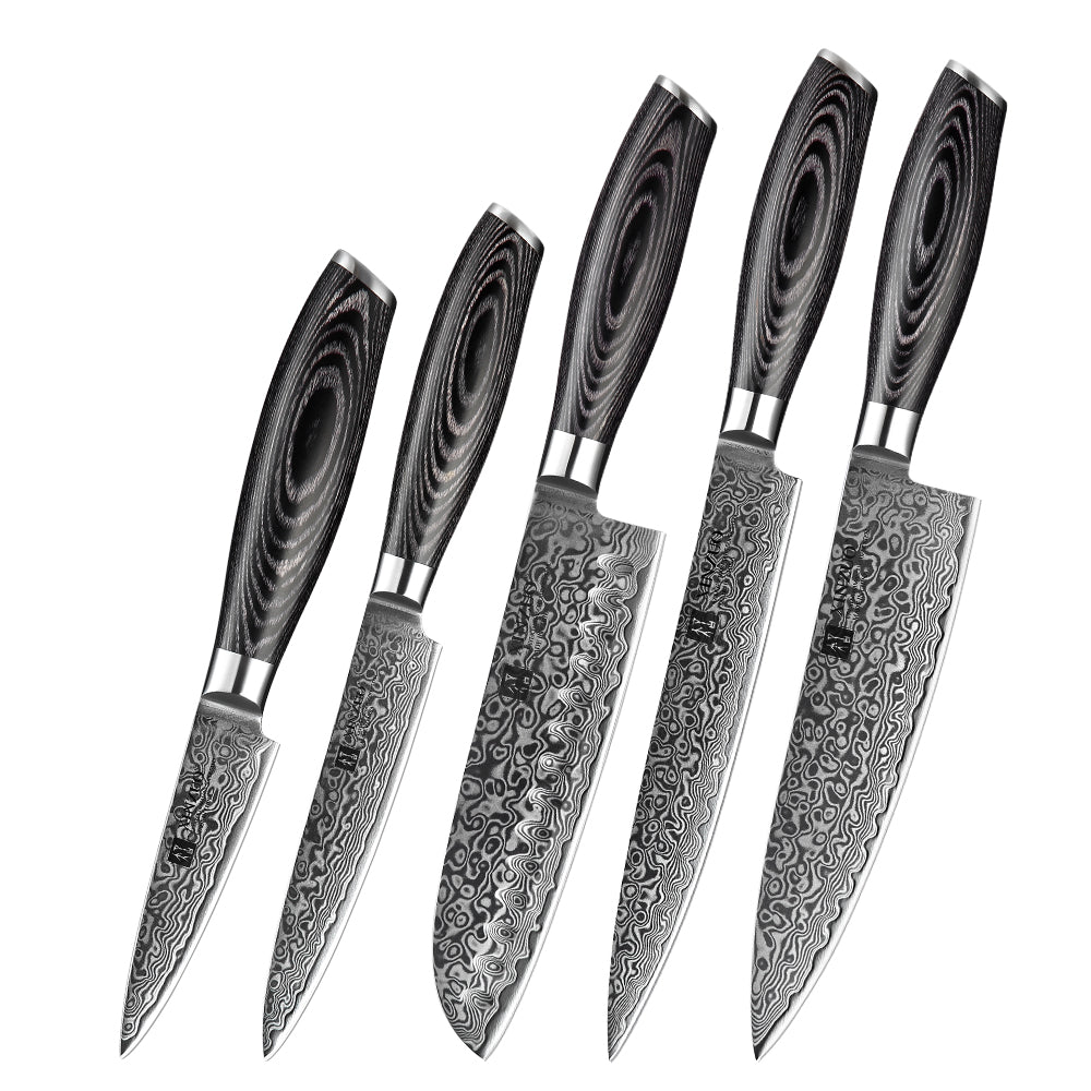 XINZUO 5-Piece 67 Layers Damascus Steel Kitchen Knife Set-Ya Series