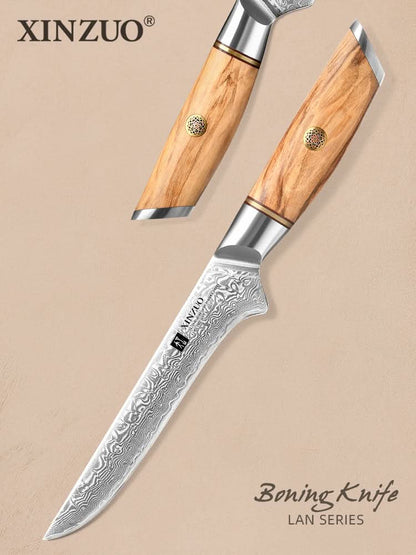 XINZUO Lan Series 73 Layers Damascus Powder Steel 5 inches Boning Knife.