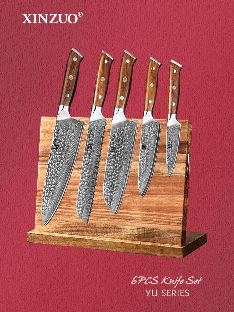 XINZUO YU STRIA HAMMER DAMASCUS SERIES 6-Piece Kitchen Knife Set
