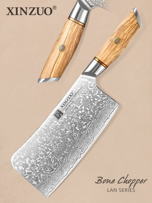 XINZUO Lan Series 67 Layers Damascus  Steel Bone Chopper Knife