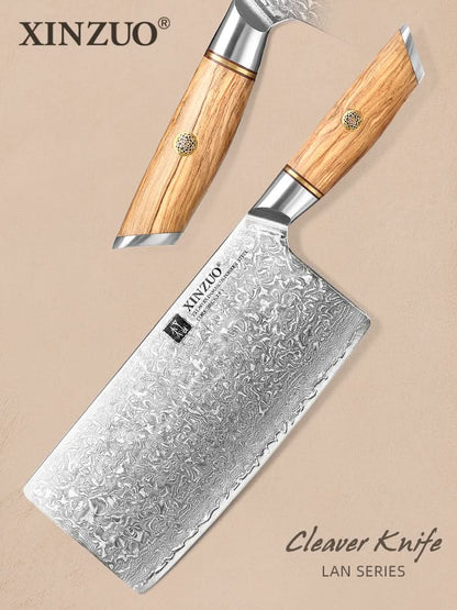 XINZUO Lan Series 73 Layers Damascus Powder Steel 7.5 inch Cleaver knife.