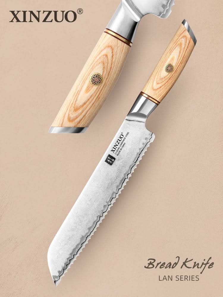 XINZUO Lan Series 3-layer Composite Steel  8.5 inches Bread Knife