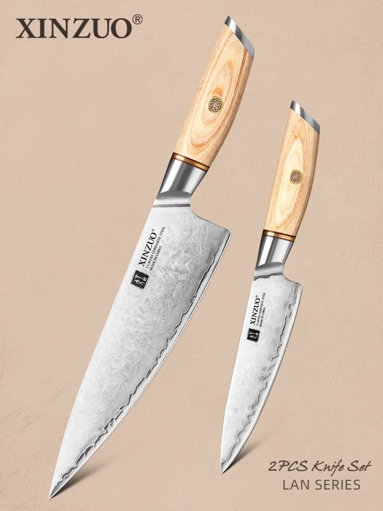 XINZUO Lan Series 3-layer Composite Steel 2PCS Knife Set