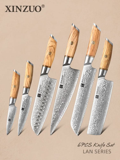 XINZUO Lan Series 73 Layers Damascus Powder Steel 6PCS Knife Set