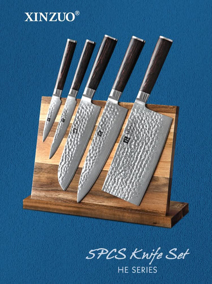XINZUO HE STRIA HAMMER DAMASCUS SERIES  6PCS Kitchen Knife Set