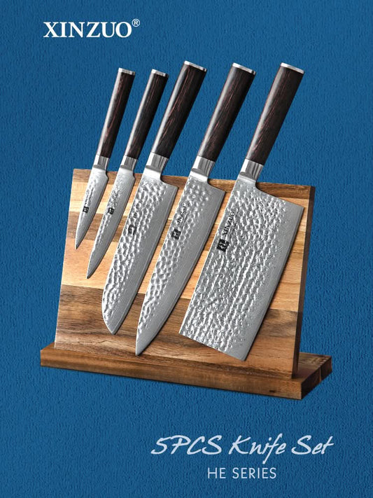 XINZUO HE STRIA HAMMER DAMASCUS SERIES  6PCS Kitchen Knife Set