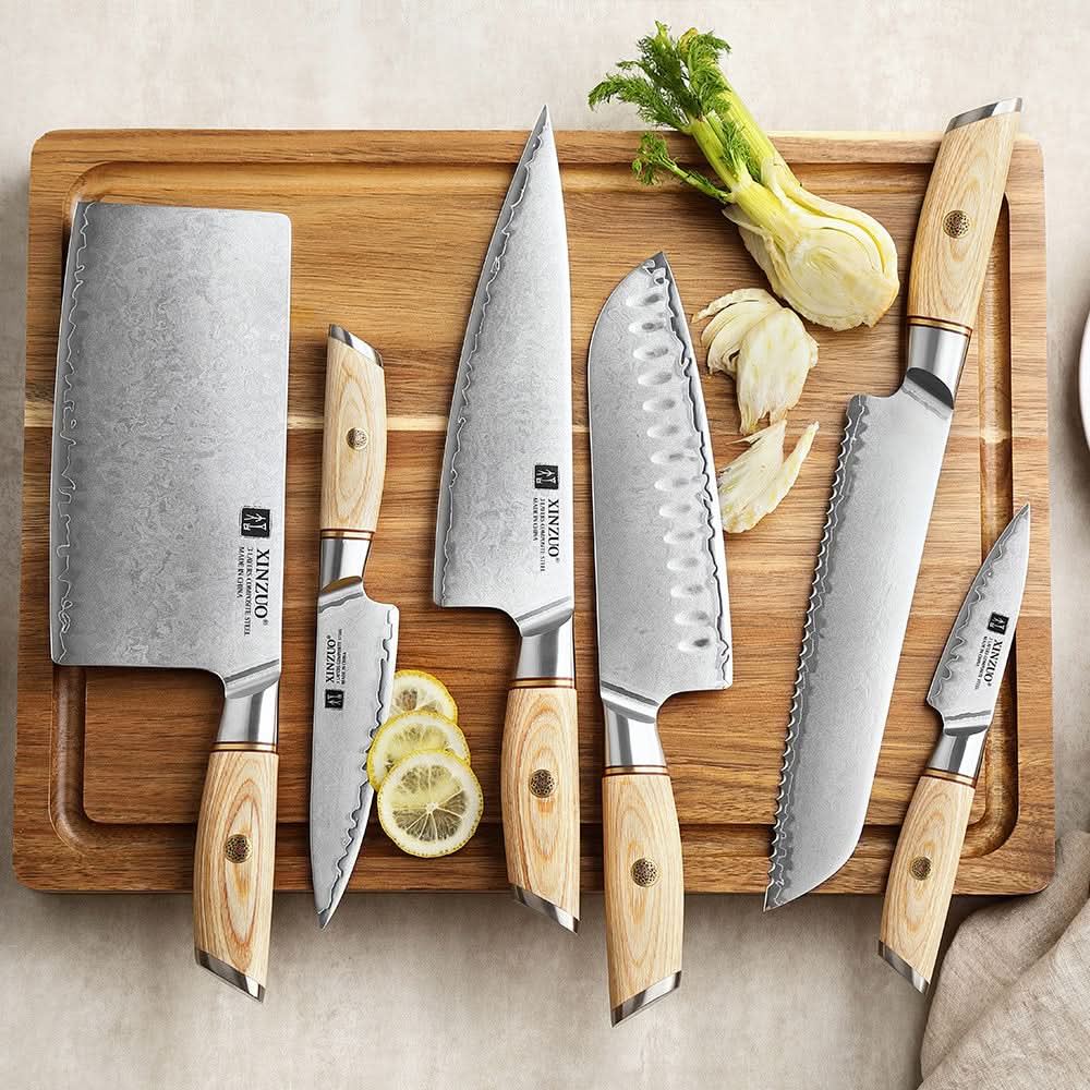 XINZUO Lan Series 3-layer Composite Steel 6PCS Knife Set