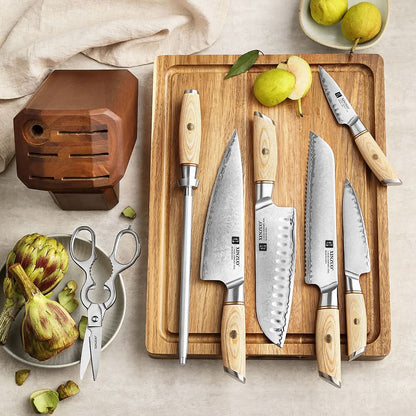 XINZUO Lan Series 3-layer Composite Steel 8PCS Knife Set