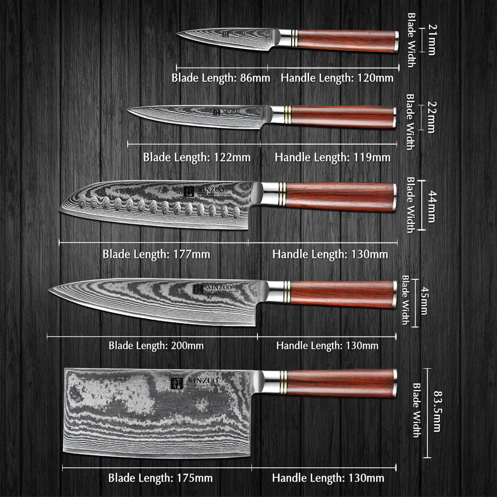 XINZUO HE DAMASCUS SERIES 6PCS Kitchen Knife Set
