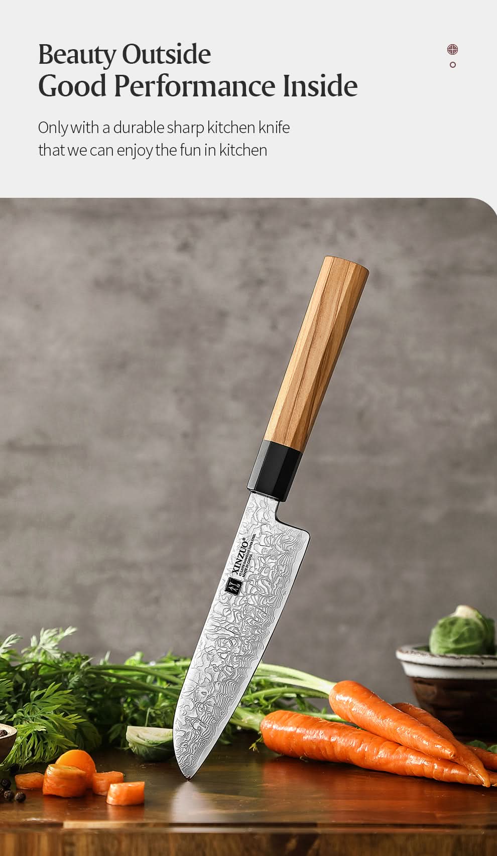 XINZUO PM8  Series 67 Layers Damascus Powder Santoku Knife 5.5 inches