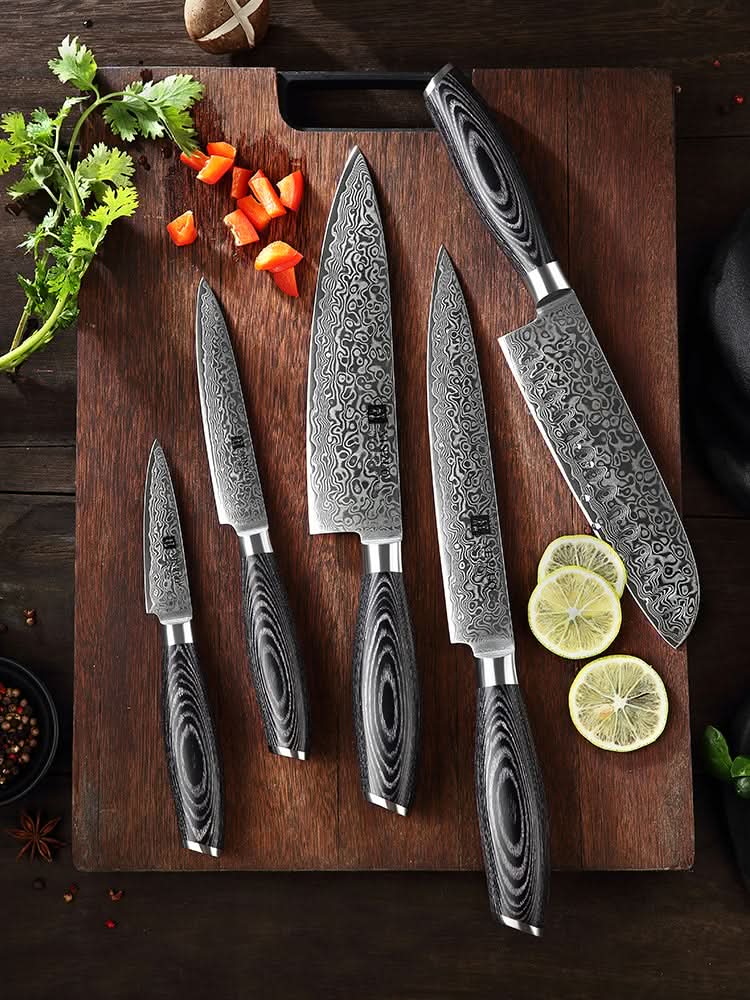 XINZUO 5-Piece 67 Layers Damascus Steel Kitchen Knife Set-Ya Series