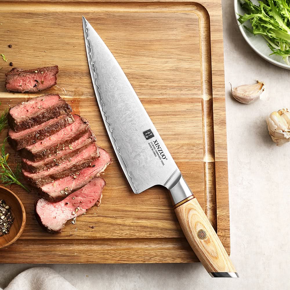 XINZUO Lan Series 3-layer Composite Steel 8.5 inches Chef Knife