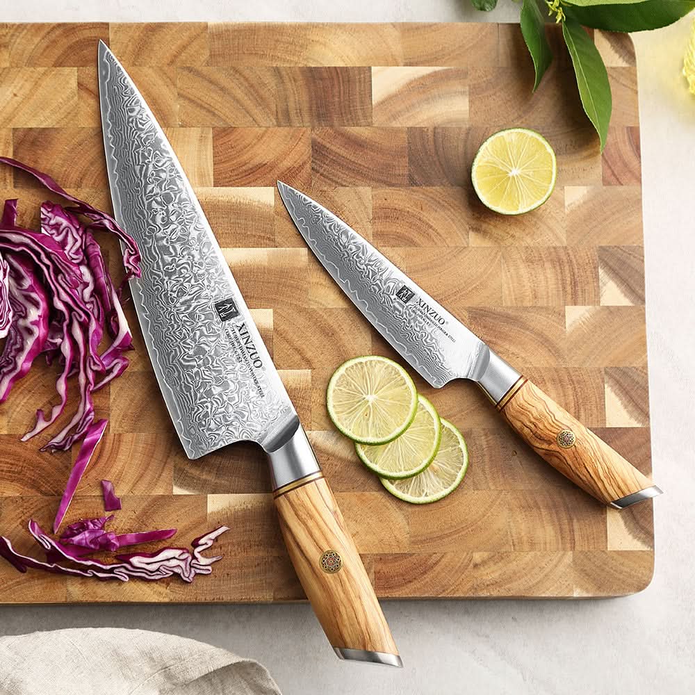 XINZUO Lan Series 73 Layers Damascus Powder Steel 2PCS Knife Set,62-64HRC