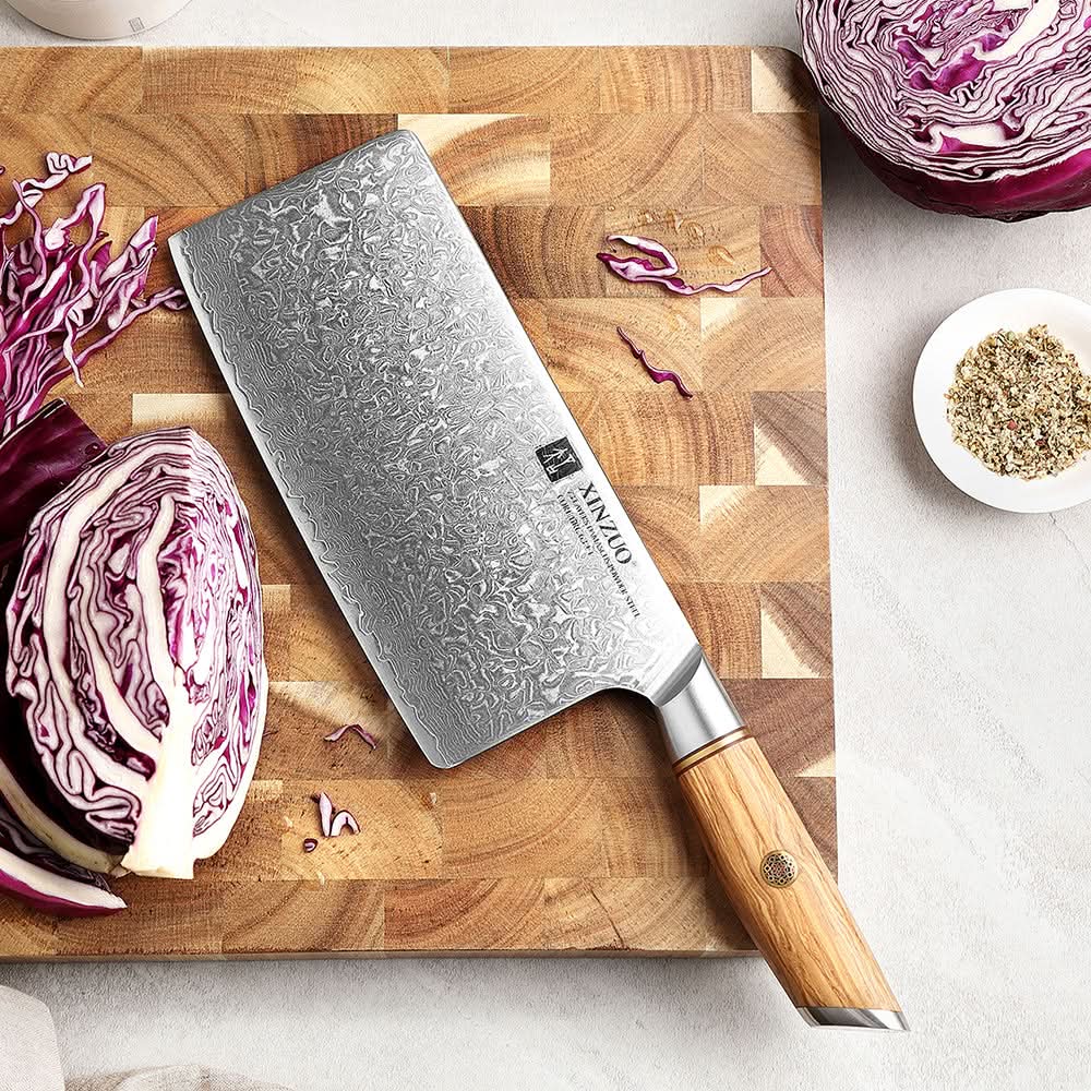 XINZUO Lan Series 73 Layers Damascus Powder Steel 7.5 inch Cleaver knife.