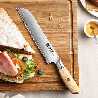 XINZUO Lan Series 3-layer Composite Steel  8.5 inches Bread Knife