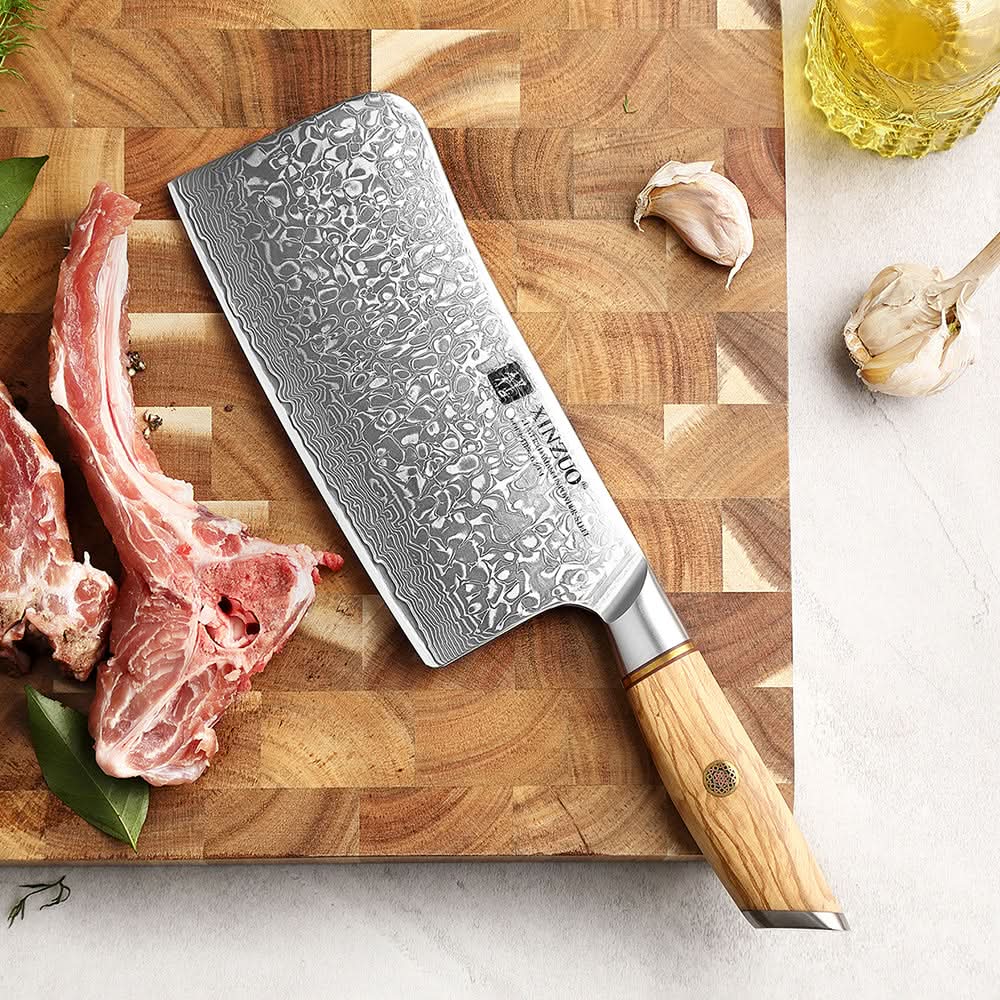 XINZUO Lan Series 67 Layers Damascus  Steel Bone Chopper Knife