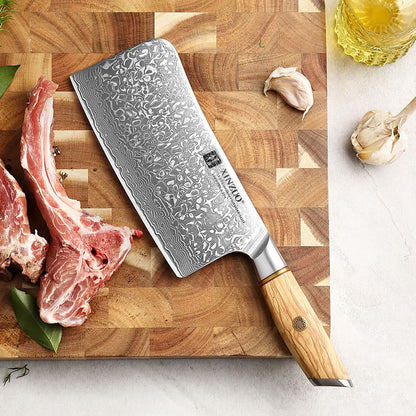 XINZUO Lan Series 67 Layers Damascus  Steel Bone Chopper Knife