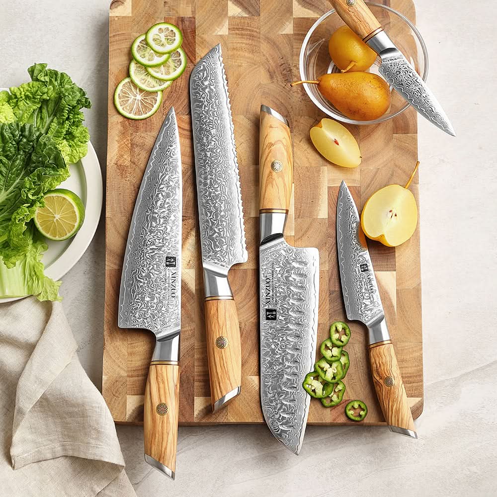 XINZUO Lan Series 73 Layers Damascus Powder Steel 5PCS Knife Set