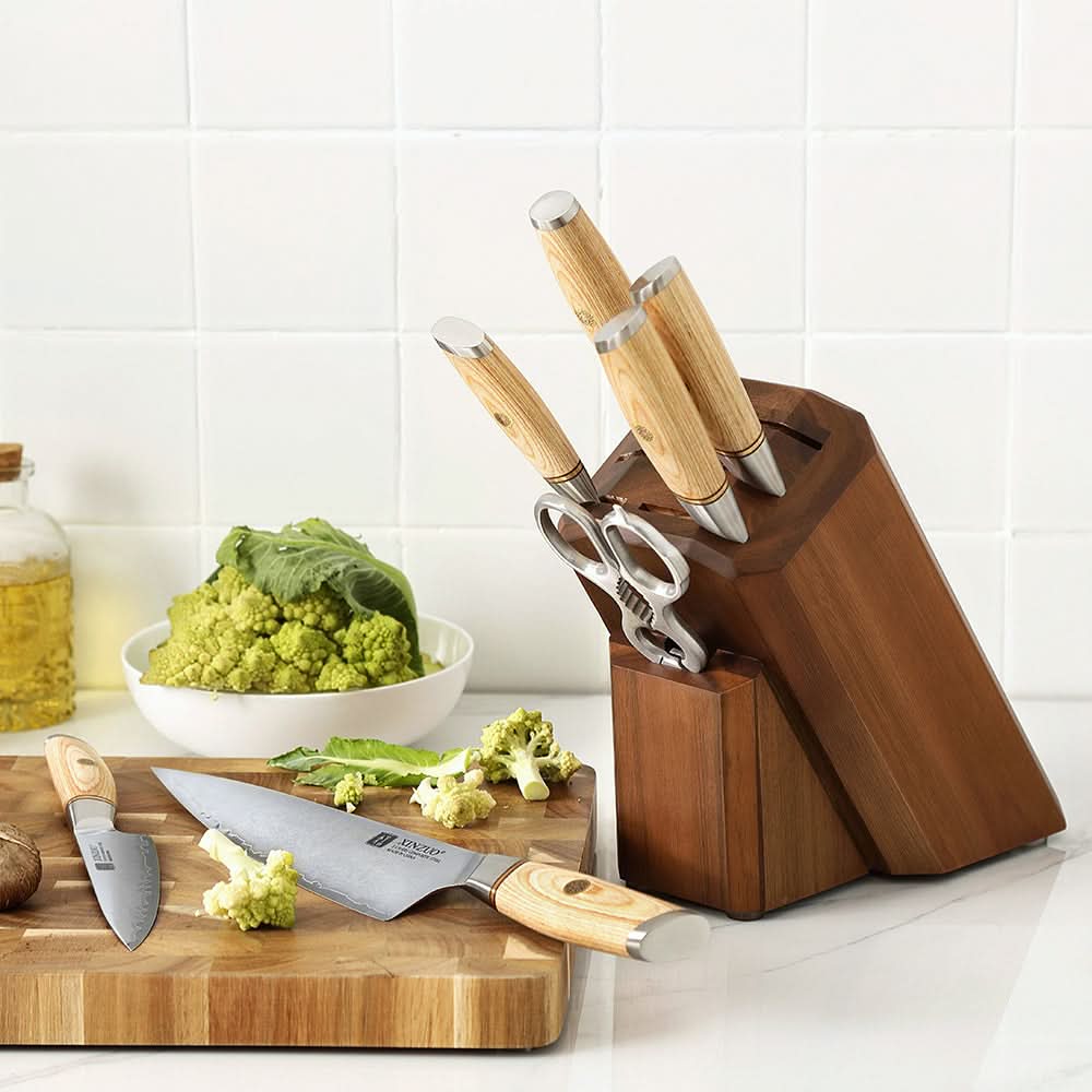 XINZUO Lan Series 3-layer Composite Steel 8PCS Knife Set