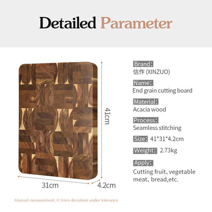 XINZUO Acacia Wood End Grain Cutting Board with Integrated Serving Tray Groove,Anti-Slip Feet,Gift Box, Size 16.1" x 12.2" x 1.65"