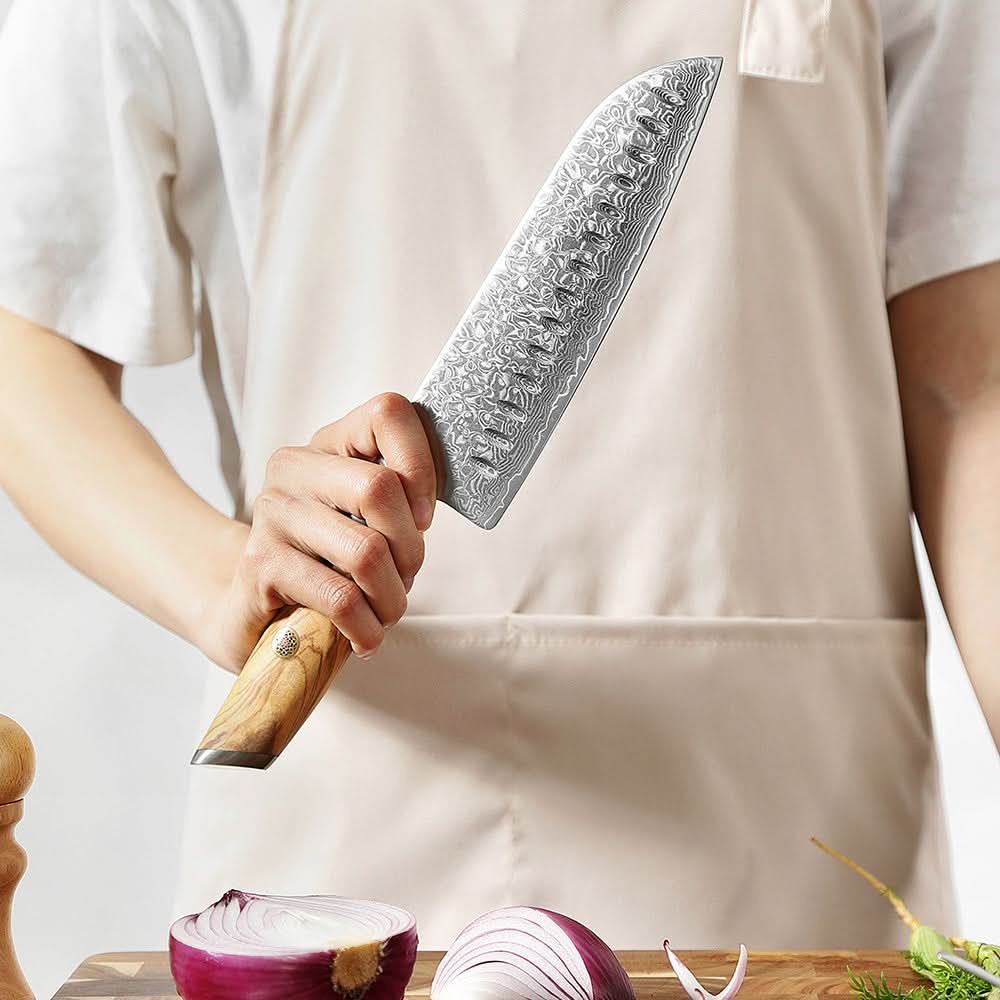 XINZUO Lan Series 73 Layers Damascus Powder Steel Santoku Knife