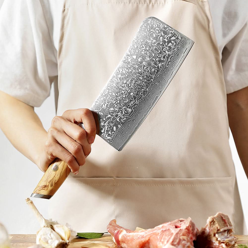 XINZUO Lan Series 67 Layers Damascus  Steel Bone Chopper Knife
