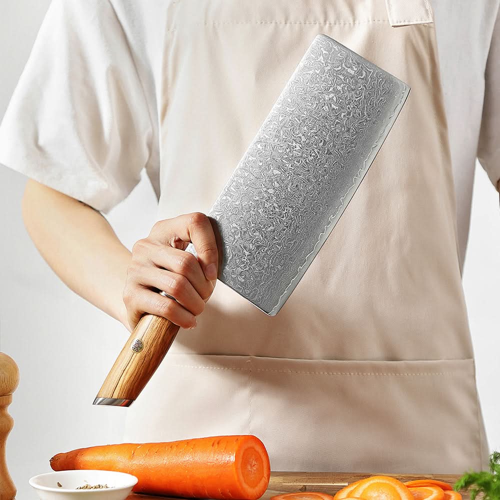 XINZUO Lan Series 73 Layers Damascus Powder Steel 7.5 inch Cleaver knife.