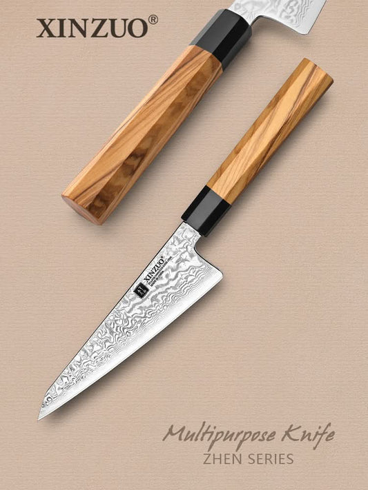 XINZUO PM8 Series 67 Layers Damascus Powder Steel Honesuki Knife 5.8 inches