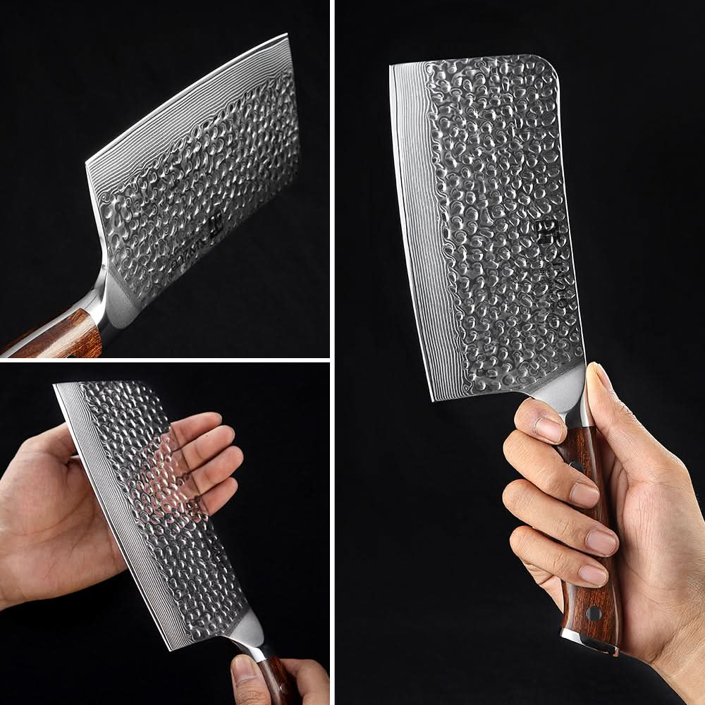 XINZUO YU STRIA HAMMER DAMASCUS 6.5" Bone Chopper Knife