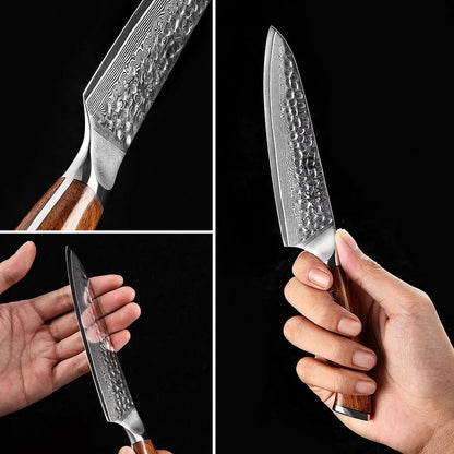 XINZUO YU STRIA HAMMER DAMASCUS 5" Utility Knife