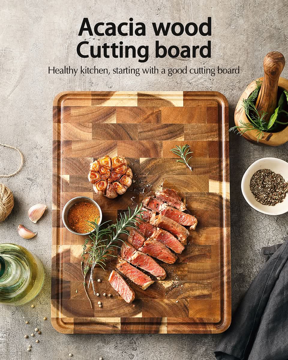 XINZUO Acacia Wood Cutting Board for Kitchen End Grain Cutting Board