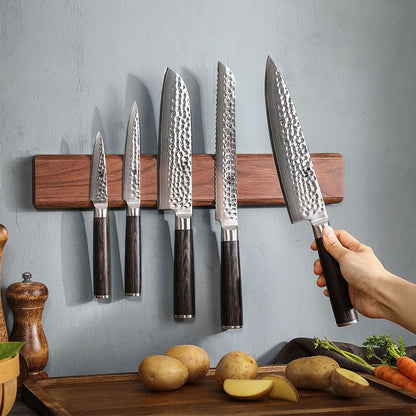 XINZUO 40cm Walnut Solid Wood Magnetic Knife Holder Double Row Strong Magnetic Force No Nails/ Punching Kitchen Accessories