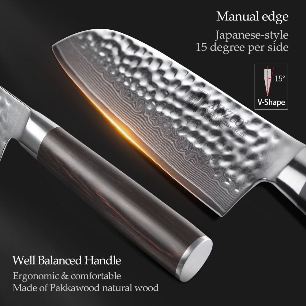 XINZUO HE STRIA HAMMER DAMASCUS SERIES  5PCS Kitchen Knife Set