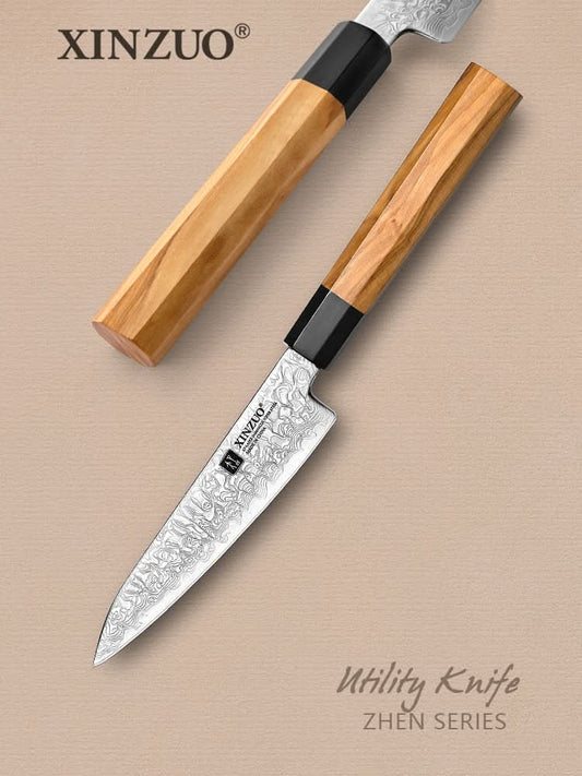 XINZUO PM8 Series 67 Layers Damascus Powder Steel Utility Knife 5.3 inches