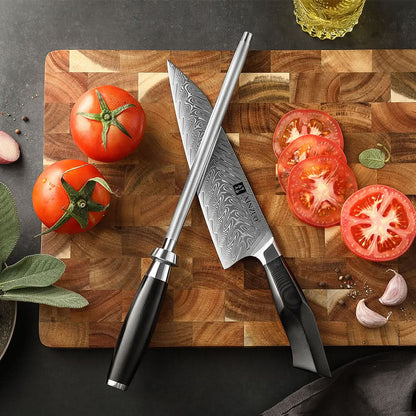 XINZUO New Design Diamond Sharpener Rod High Carbon Steel Carbon Steel With Diamond With Black G10 Handle Feng Series