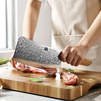 XINZUO Lan Series 67 Layers Damascus  Steel Bone Chopper Knife