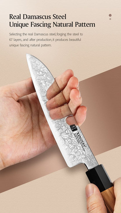 XINZUO PM8  Series 67 Layers Damascus Powder Santoku Knife 5.5 inches
