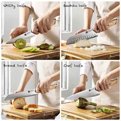 XINZUO Lan Series 3-layer Composite Steel 6PCS Knife Set