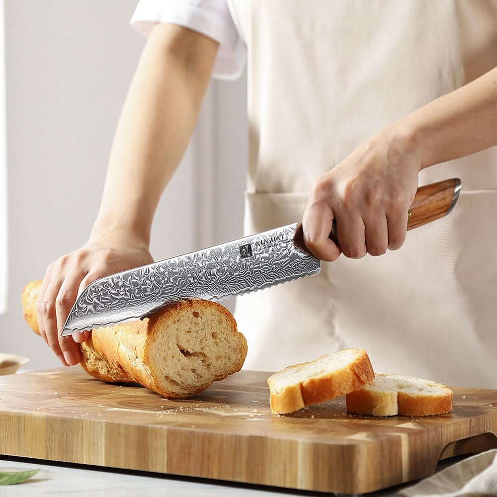 XINZUO Lan Series 73 Layers Damascus Powder Steel 8 inches bread knife