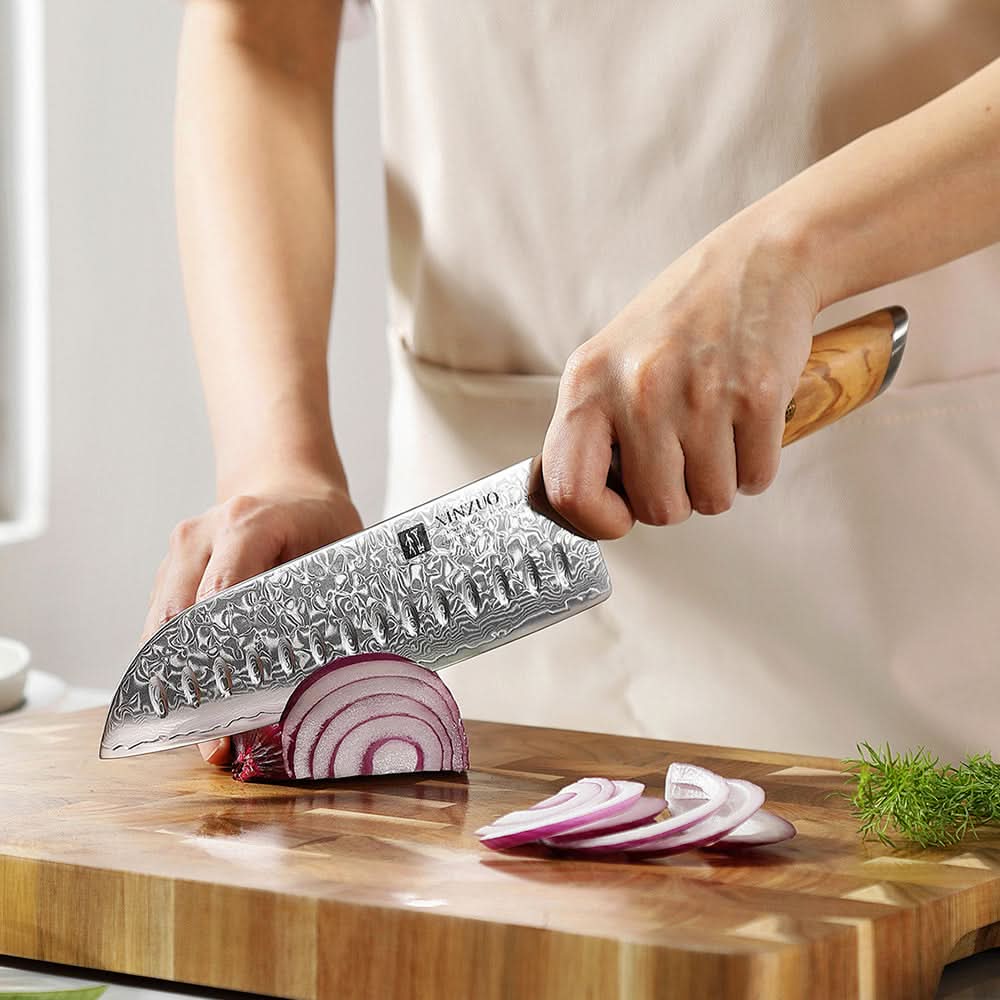 XINZUO Lan Series 73 Layers Damascus Powder Steel Santoku Knife