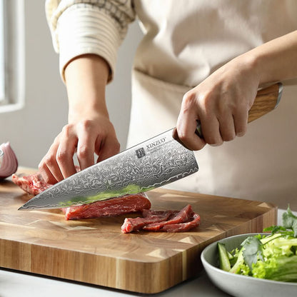 XINZUO Lan Series 73 Layers Damascus Powder Steel 2PCS Knife Set,62-64HRC