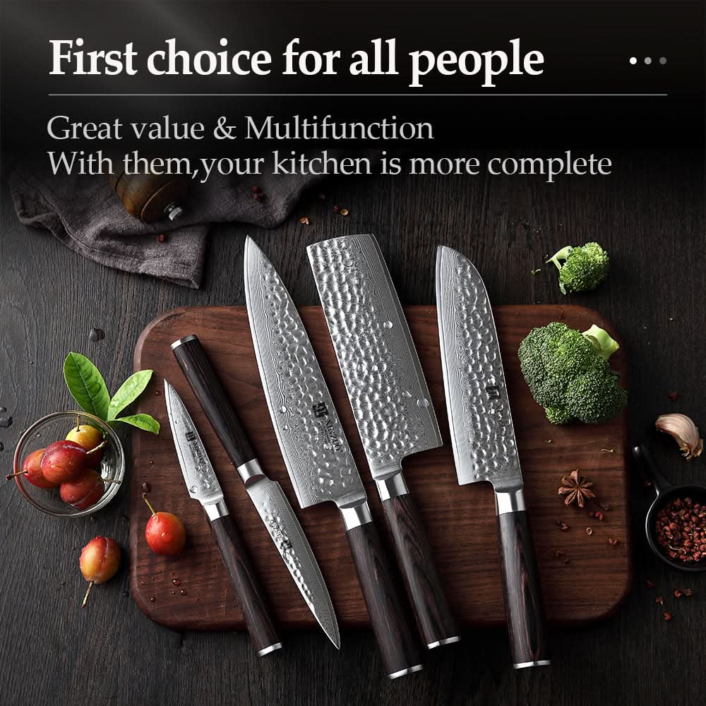 XINZUO HE STRIA HAMMER DAMASCUS SERIES  6PCS Kitchen Knife Set